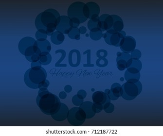 happy new year 2018 with snowflake and bokeh pattern on winter blue background