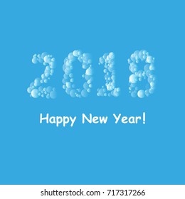happy new year 2018 with snowflake and bokeh pattern on winter blue background vector