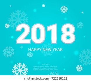 Happy New Year 2018 WIth Snowflake Banner Background. Vector Illustration