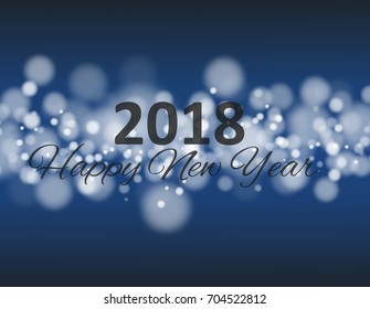 happy new year 2018 in square with bokeh and lens flare pattern blue background eps 10vector