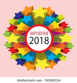 The happy new year 2018 star image (vector)