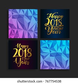 happy new year 2018 template,  glitter lettering card set, eps10 vector