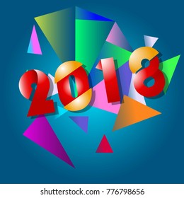 Happy new year 2018 template vector illustration