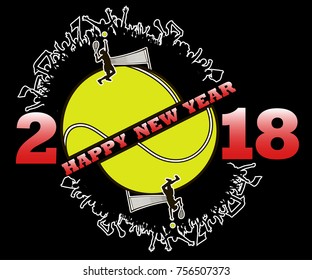 happy new year 2018 and  tennis ball
