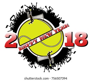 happy new year 2018 and  tennis ball