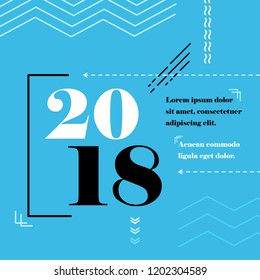 Happy new year 2018 Text Design Vector illustration