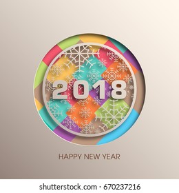 Feliz año nuevo 2018, vector de diseño de texto.