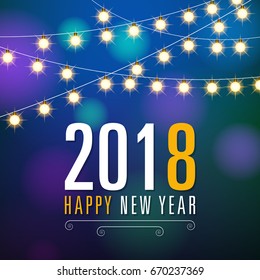 Happy new year 2018 Text Design vector.