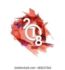 Happy new year 2018. Text Design Vector illustration. White Color Typography. White Background