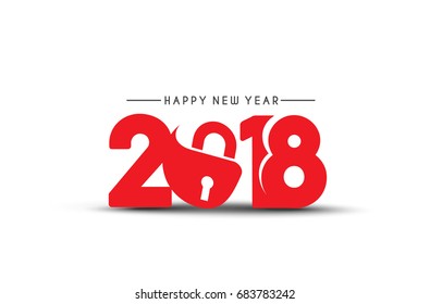 Happy new year 2018 Text Design Vector illustration