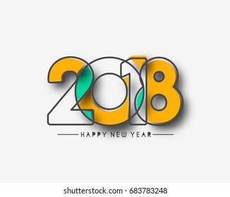 Happy new year 2018 Text Design Vector illustration