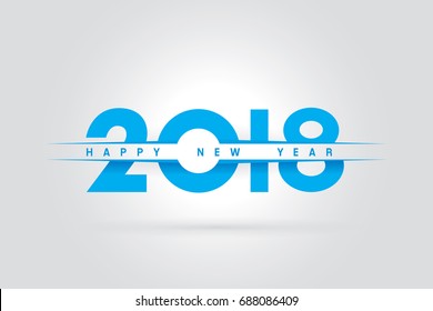 Happy New Year 2018 text design for greeting card.