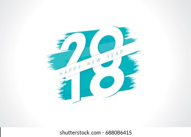 Happy New Year 2018 text design for greeting card.