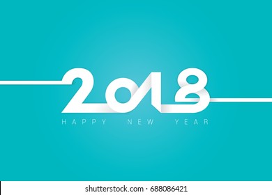 Happy New Year 2018 text design for greeting card.