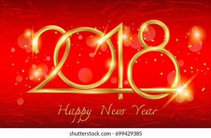 Happy new year 2018 text written with Sparkle fireworks isolated on red background