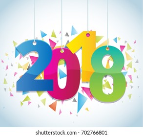 Happy new year 2018 Text Design vector