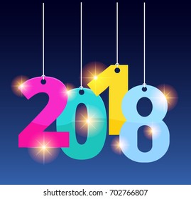 Happy new year 2018 Text Design vector