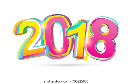Happy new year 2018 Text Design vector