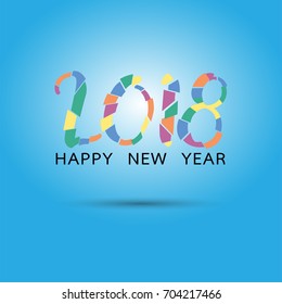 Happy New Year 2018 text design. Vector greeting illustration.