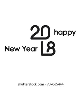 Happy new year 2018, text, lettering design, banner, postcard, invitations, print, poster, web, presentation, vector illustration eps10