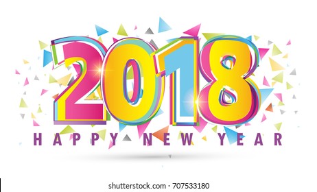 Happy new year 2018 Text Design vector