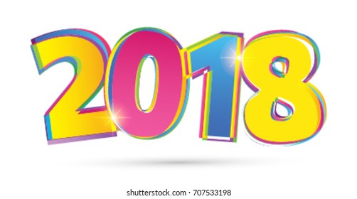 Happy new year 2018 Text Design vector