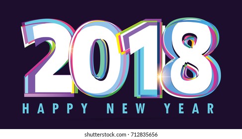 Happy new year 2018 Text Design vector