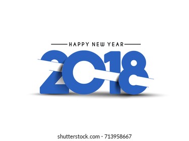 Happy new year 2018 Text Design Vector illustration