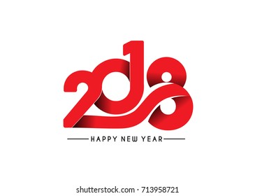 Happy new year 2018 Text Design Vector illustration