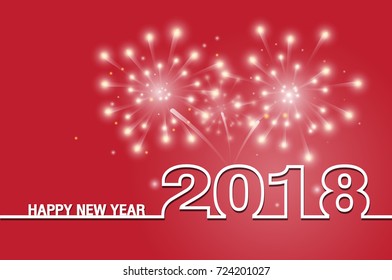 happy new year 2018 text design  with firework