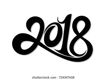 Happy new year 2018 Text Design Vector illustration