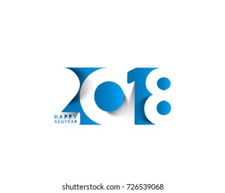 Happy new year 2018 Text Design Vector illustration