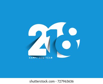 Happy new year 2018  Text Design Vector illustration