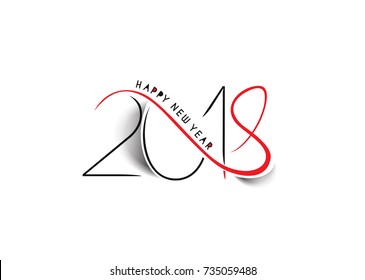 Happy new year 2018 Text Design Vector illustration