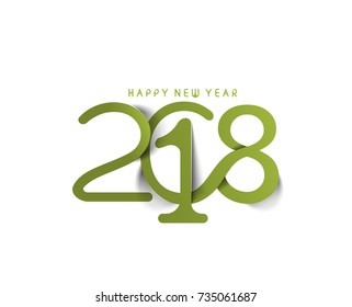 Happy new year 2018 Text Design Vector illustration