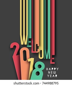 Happy new year 2018 Text Design Vector illustration