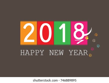 Happy new year 2018 Text Design - Illustration,vector,Dog, Event, Holiday - Event, Number, Season,dog year