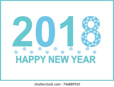 Happy new year 2018 text design. - Illustration,Design for greeting card, invitation, poster and others,Christmas, Event, Holiday - Event, Number, Season,dog year