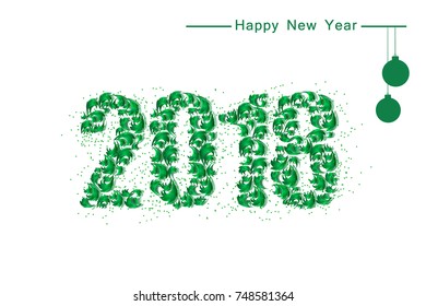 Happy New Year 2018, text. Element for the New Year's design.