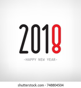 Happy new year 2018 - Text Design Vector illustration