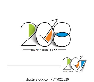 Happy new year 2018 -Text Design Vector illustration