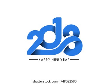 Happy new year 2018 -Text Design Vector illustration
