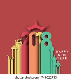 Happy new year 2018 -Text Design Vector illustration
