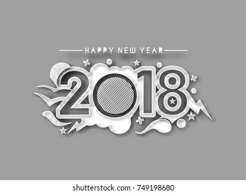 Happy new year 2018 -Text Design Vector illustration