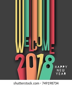 Happy new year 2018 -Text Design Vector illustration