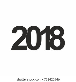 Happy new year 2018 Text Design Vector on white background