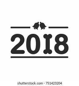 Happy new year 2018 Text Design Vector on white background