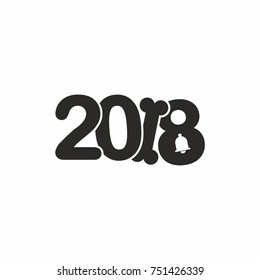 Happy new year 2018 Text Design Vector on white background