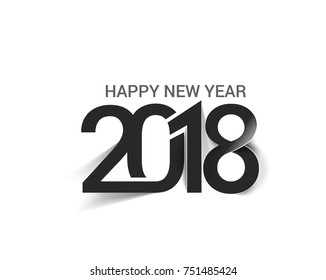 Happy new year 2018 Text Design Vector illustration