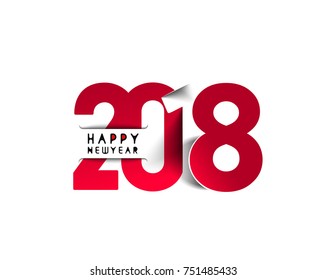 Happy new year 2018 Text Design Vector illustration